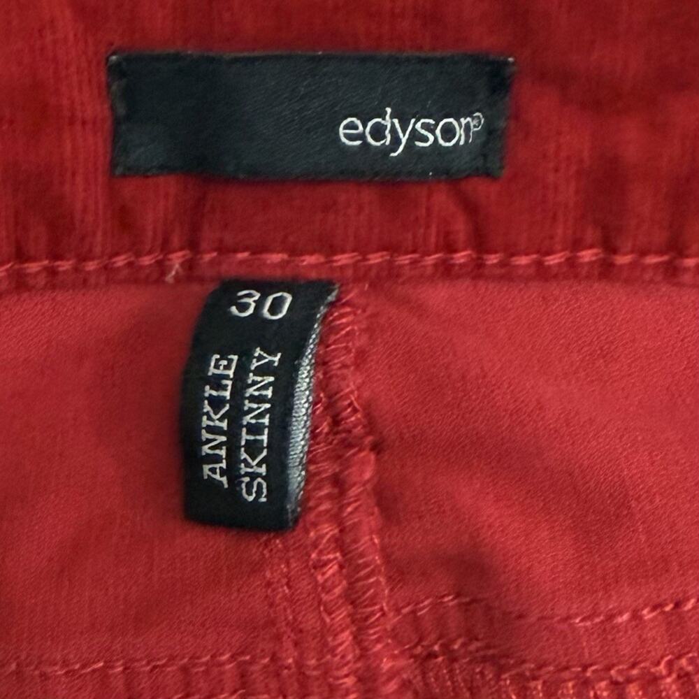 Edyson Zip Ankle Skinny Pants Women's 30 Red Fine Corduroy Stretchy Casual - Picture 5 of 8